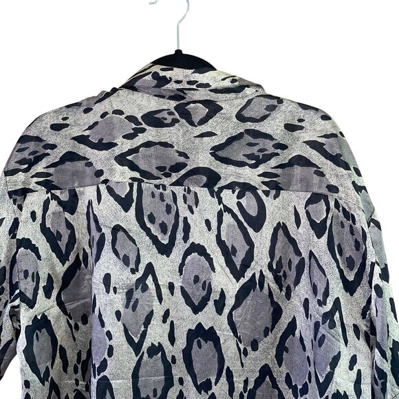 Bogari Vintage Womens Shirt Size M Gray Snake Print Button Down Oversized Fit - Picture 8 of 9